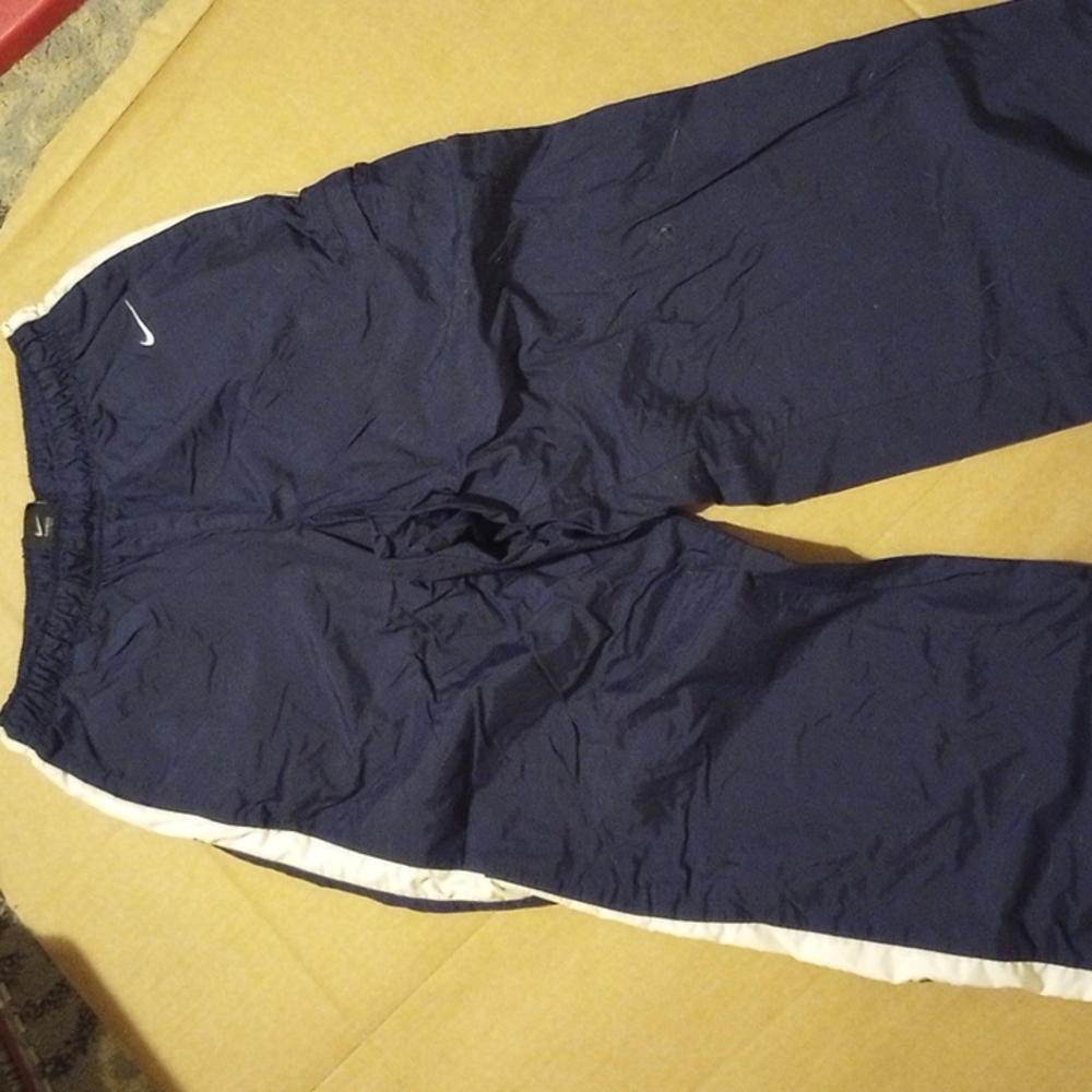 Like sweatpants small navy blue with white stripe